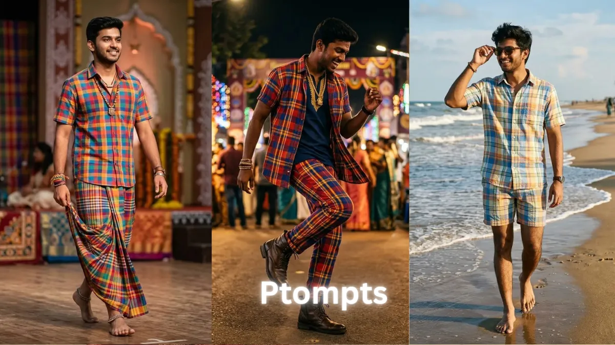 15 Trending Gemini AI Photo Prompts for Chennai Boys to Create Madras Fabric Fashion Portraits